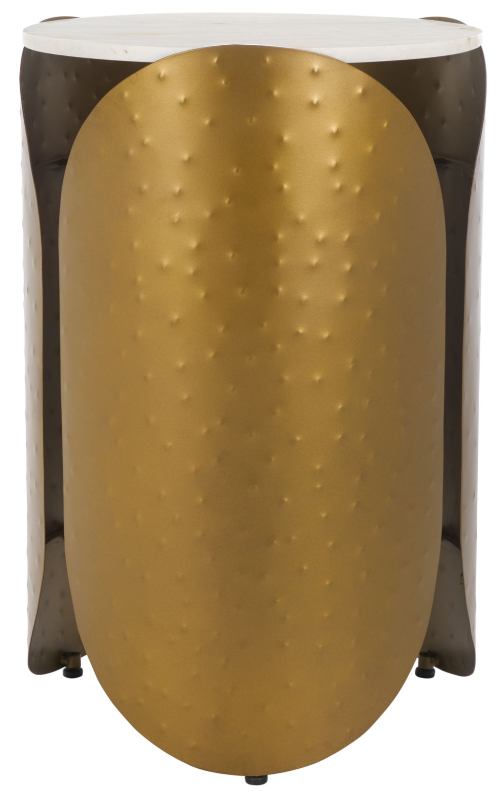 Safavieh Shiara Round Accent Table - Modern Luxe Design With White Marble Top & Antique Brass Base For Decor FOX5531A