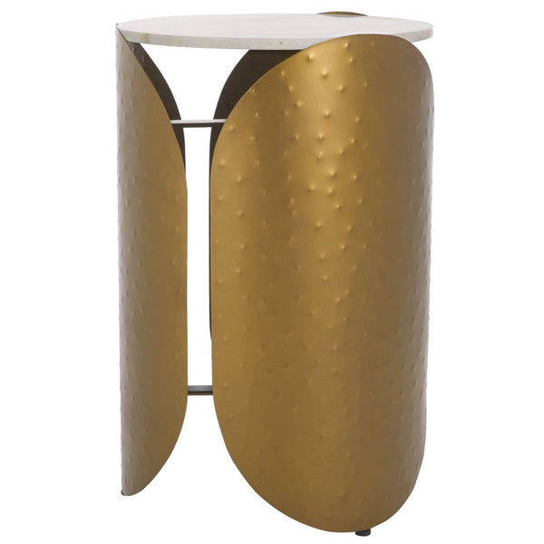 Safavieh Shiara Round Accent Table - Modern Luxe Design With White Marble Top & Antique Brass Base For Decor FOX5531A