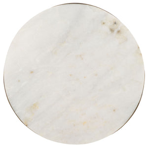 Safavieh Shiara Round Accent Table - Modern Luxe Design With White Marble Top & Antique Brass Base For Decor FOX5531A