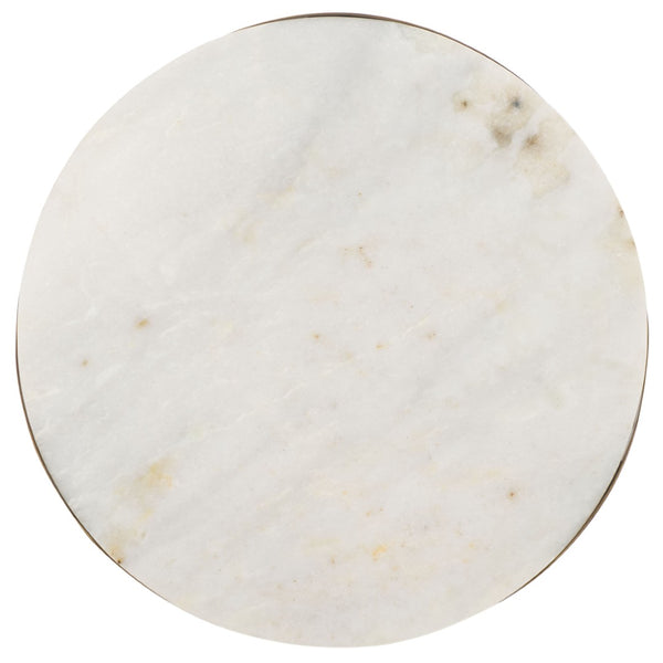 Safavieh Shiara Round Accent Table - Modern Luxe Design With White Marble Top & Antique Brass Base For Decor FOX5531A