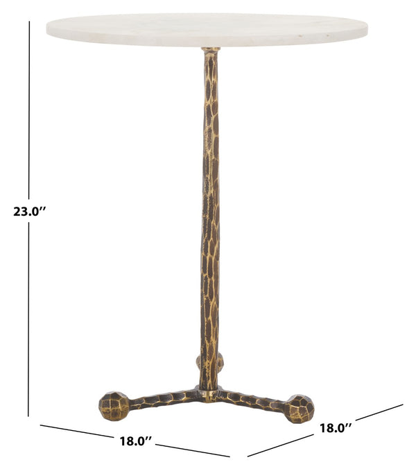 Safavieh Sizia Round Accent Table With White Marble Top & Antique Brass Pedestal For Elegant Home Decor FOX5532A