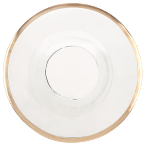 Safavieh Szabo Round Accent Table - Modern Clear Glass With Ripple Texture & Polished Gold Band For Elegance FOX5533A