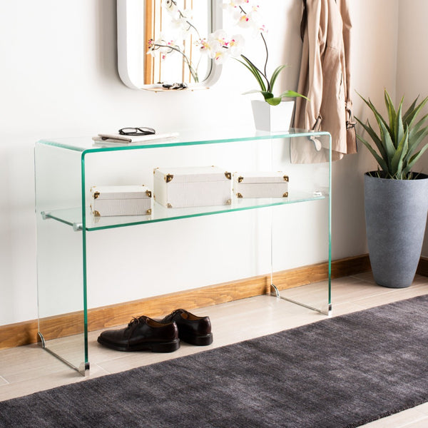 Safavieh Hollis Console Table - Minimalist Clear Glass Design For Floating Elegance And Functional Storage FOX6013A