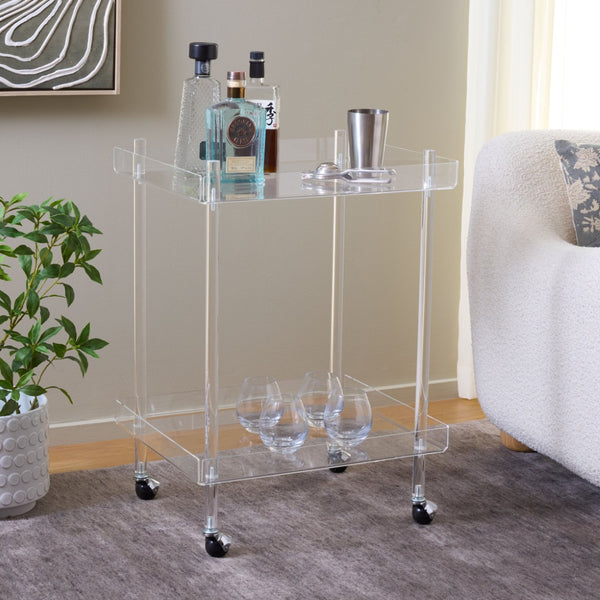 Safavieh Healy Acrylic Kitchen Cart - Midcentury Modern Design, Versatile Serving Trolley With Smooth Mobility FOX6017A