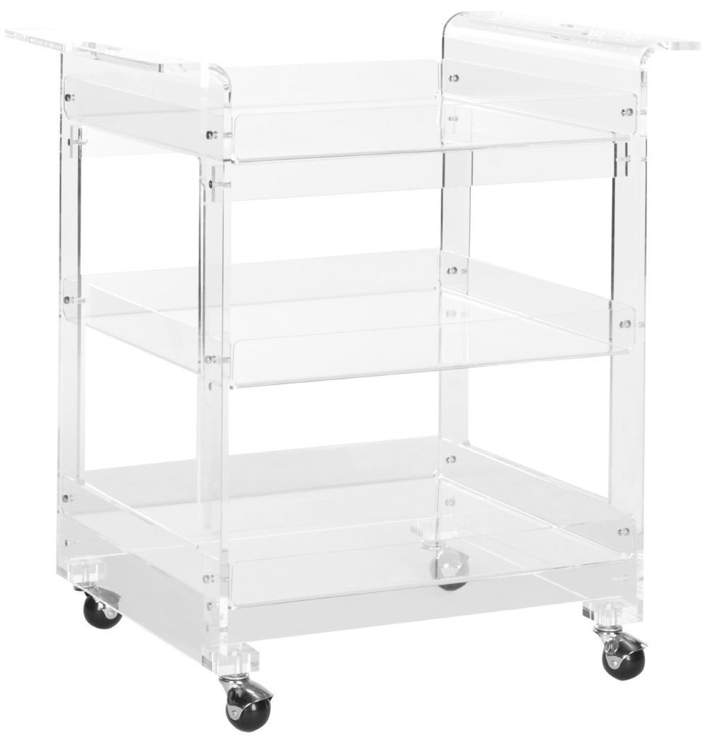Safavieh Buckland Retro-Chic Acrylic Trolley Cart With 3-Tier Shelves For Stylish Serving & Storage Solutions FOX6018A