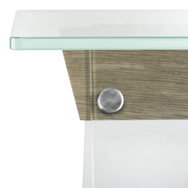 Safavieh Modern Glass Loft Accent Table - Elegant Minimalist Design With Boxwood Veneer & Clear Surface FOX6021A