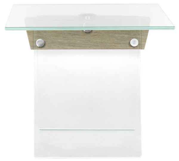 Safavieh Modern Glass Loft Accent Table - Elegant Minimalist Design With Boxwood Veneer & Clear Surface FOX6021A
