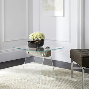 Safavieh Modern Glass Loft Accent Table - Elegant Minimalist Design With Boxwood Veneer & Clear Surface FOX6021A