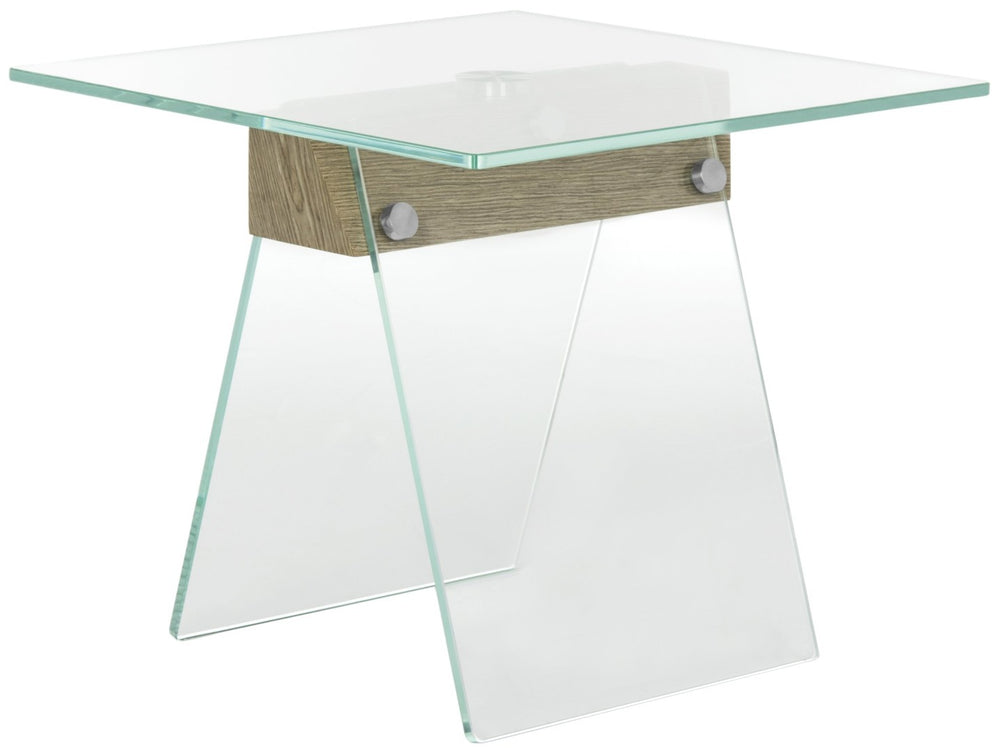 Safavieh Modern Glass Loft Accent Table - Elegant Minimalist Design With Boxwood Veneer & Clear Surface FOX6021A