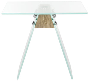 Safavieh Modern Glass Loft Accent Table - Elegant Minimalist Design With Boxwood Veneer & Clear Surface FOX6021A