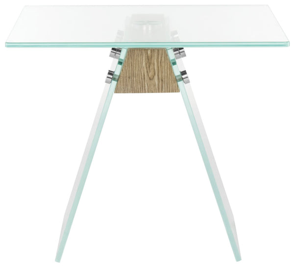 Safavieh Modern Glass Loft Accent Table - Elegant Minimalist Design With Boxwood Veneer & Clear Surface FOX6021A