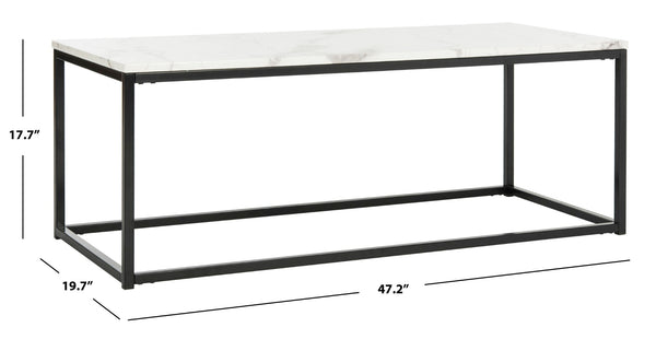 Safavieh Baize Coffee Table – Bauhaus-Inspired Geometric Design With Elegant Marble Top For Modern Interiors White/Grey FOX6022A