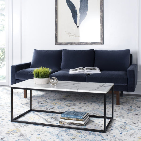Safavieh Baize Coffee Table – Bauhaus-Inspired Geometric Design With Elegant Marble Top For Modern Interiors White/Grey FOX6022A