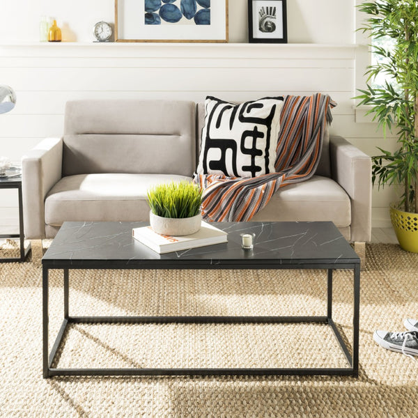 Safavieh Baize Coffee Table – Bauhaus-Inspired Geometric Design With Elegant Marble Top For Modern Interiors Black FOX6022B