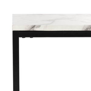 Safavieh Baize End Table - Modern Luxury Accent Table With Marble Top And Sleek Parson'S Style Frame White/Grey FOX6023A