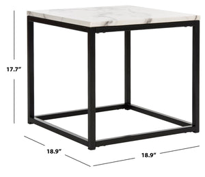 Safavieh Baize End Table - Modern Luxury Accent Table With Marble Top And Sleek Parson'S Style Frame White/Grey FOX6023A