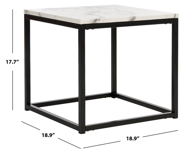 Safavieh Baize End Table - Modern Luxury Accent Table With Marble Top And Sleek Parson'S Style Frame White/Grey FOX6023A