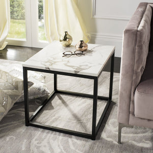Safavieh Baize End Table - Modern Luxury Accent Table With Marble Top And Sleek Parson'S Style Frame White/Grey FOX6023A