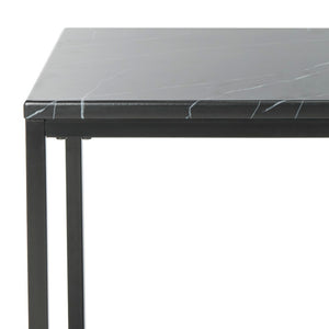 Safavieh Baize End Table - Modern Luxury Accent Table With Marble Top And Sleek Parson'S Style Frame Black FOX6023B
