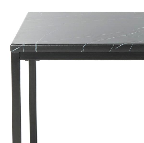 Safavieh Baize End Table - Modern Luxury Accent Table With Marble Top And Sleek Parson'S Style Frame Black FOX6023B