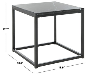 Safavieh Baize End Table - Modern Luxury Accent Table With Marble Top And Sleek Parson'S Style Frame Black FOX6023B