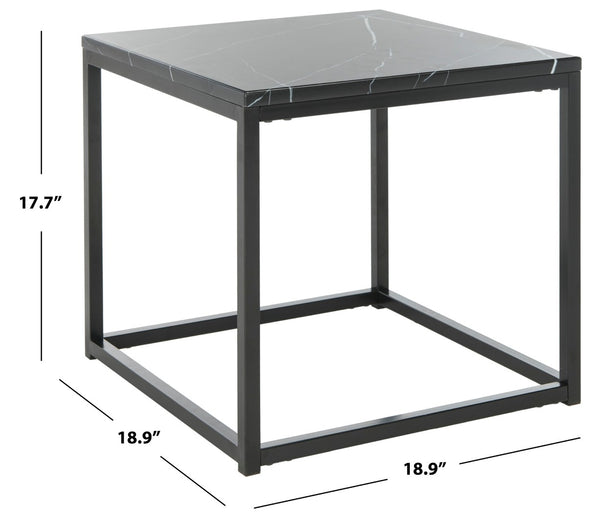 Safavieh Baize End Table - Modern Luxury Accent Table With Marble Top And Sleek Parson'S Style Frame Black FOX6023B