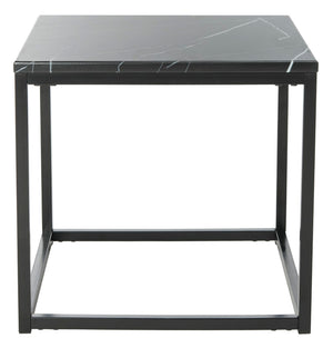 Safavieh Baize End Table - Modern Luxury Accent Table With Marble Top And Sleek Parson'S Style Frame Black FOX6023B