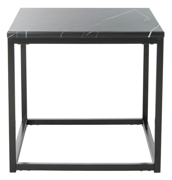 Safavieh Baize End Table - Modern Luxury Accent Table With Marble Top And Sleek Parson'S Style Frame Black FOX6023B
