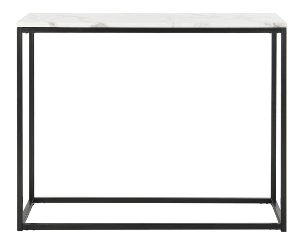Safavieh Baize Console Table - Modern Geometric Design With Marble-Look Top For Chic Entryway Or Living Space White/Grey FOX6024A