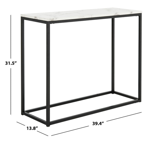 Safavieh Baize Console Table - Modern Geometric Design With Marble-Look Top For Chic Entryway Or Living Space White/Grey FOX6024A