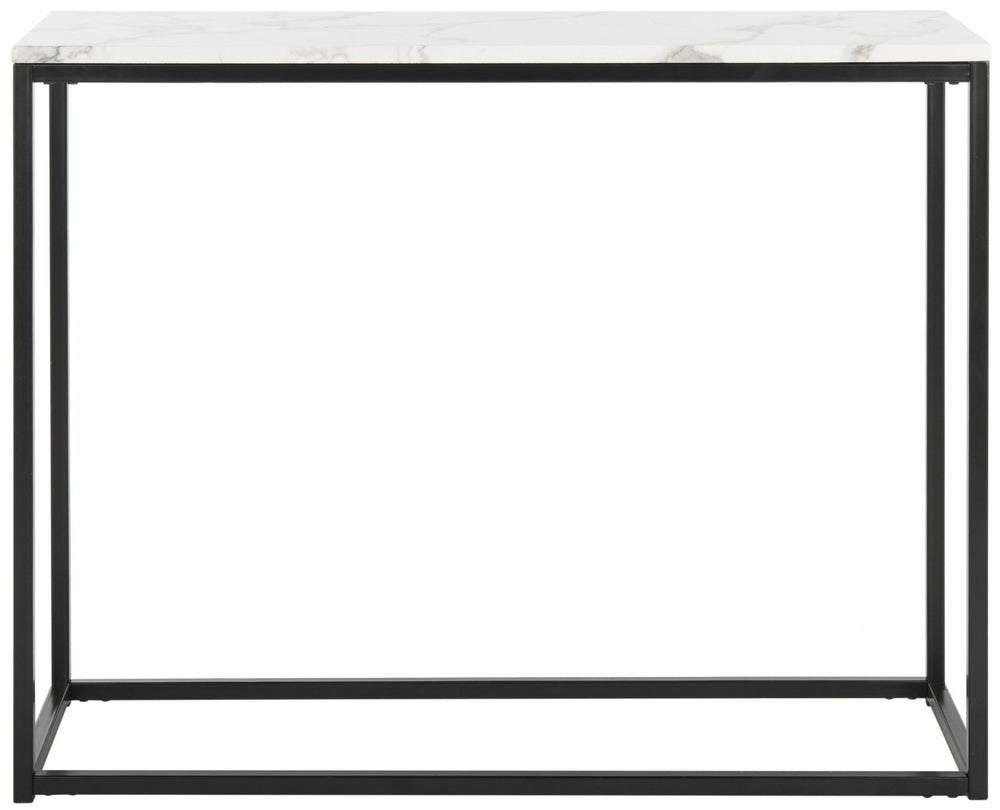 Safavieh Baize Console Table - Modern Geometric Design With Marble-Look Top For Chic Entryway Or Living Space White/Grey FOX6024A