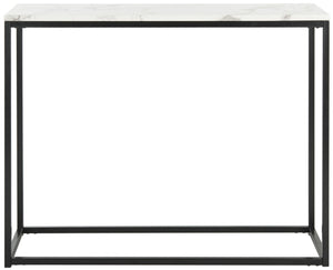Safavieh Baize Console Table - Modern Geometric Design With Marble-Look Top For Chic Entryway Or Living Space White/Grey FOX6024A