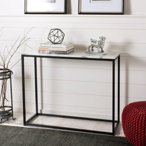 Safavieh Baize Console Table - Modern Geometric Design With Marble-Look Top For Chic Entryway Or Living Space White/Grey FOX6024A