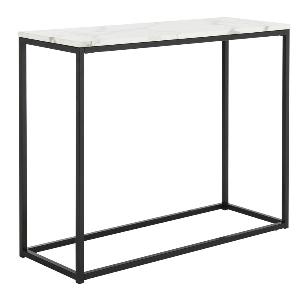 Safavieh Baize Console Table - Modern Geometric Design With Marble-Look Top For Chic Entryway Or Living Space White/Grey FOX6024A
