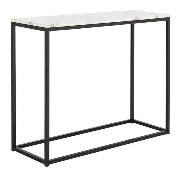 Safavieh Baize Console Table - Modern Geometric Design With Marble-Look Top For Chic Entryway Or Living Space White/Grey FOX6024A