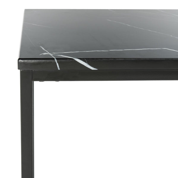 Safavieh Baize Console Table - Modern Geometric Design With Marble-Look Top For Chic Entryway Or Living Space Black FOX6024B