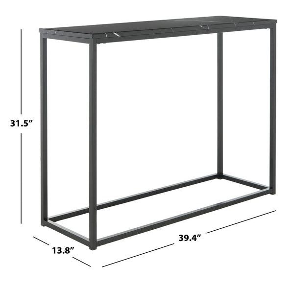 Safavieh Baize Console Table - Modern Geometric Design With Marble-Look Top For Chic Entryway Or Living Space Black FOX6024B
