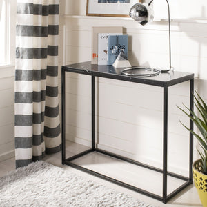 Safavieh Baize Console Table - Modern Geometric Design With Marble-Look Top For Chic Entryway Or Living Space Black FOX6024B