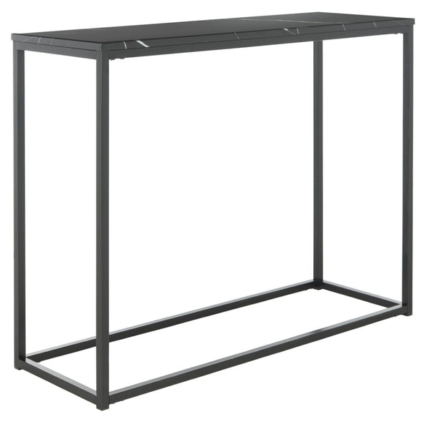 Safavieh Baize Console Table - Modern Geometric Design With Marble-Look Top For Chic Entryway Or Living Space Black FOX6024B