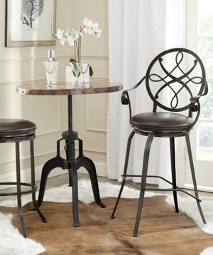 Safavieh Aubenton Swivel Barstool – Elegant Dark Brown Metal Frame With Chic Pu Leather Cushion For Comfort FOX6200A