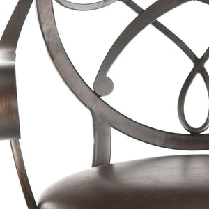 Safavieh Aubenton Swivel Barstool – Elegant Dark Brown Metal Frame With Chic Pu Leather Cushion For Comfort FOX6200A