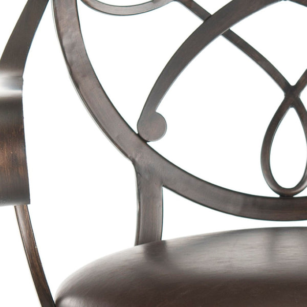 Safavieh Aubenton Swivel Barstool – Elegant Dark Brown Metal Frame With Chic Pu Leather Cushion For Comfort FOX6200A