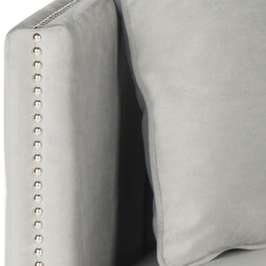 Safavieh Sarah Tufted Settee - Elegant Loveseat With Plush Cushions And Decorative Pillows For Stylish Spaces Grey FOX6206B