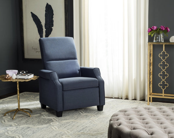 Safavieh Hamilton Navy Recliner Chair - Modern Accent With Plush Upholstery & Smooth Recline For Comfort FOX6220C