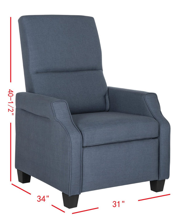 Safavieh Hamilton Navy Recliner Chair - Modern Accent With Plush Upholstery & Smooth Recline For Comfort FOX6220C