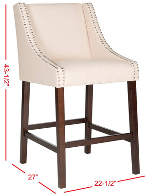 Safavieh Dylan Bar Stool - Chic Contemporary Design With Comfortable Seating For Modern And Transitional Spaces Beige/Espresso FOX6222A