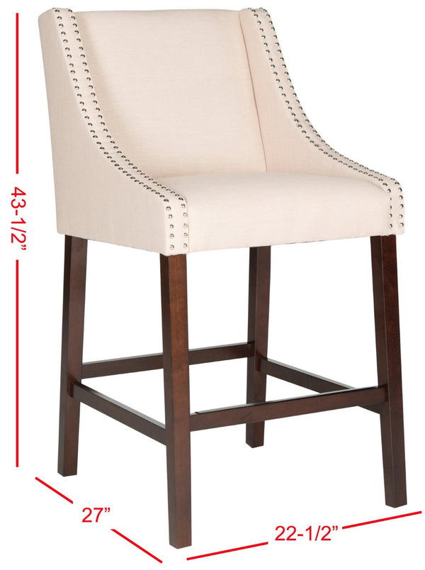 Safavieh Dylan Bar Stool - Chic Contemporary Design With Comfortable Seating For Modern And Transitional Spaces Beige/Espresso FOX6222A