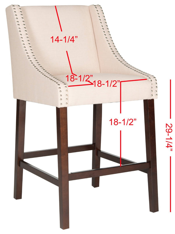 Safavieh Dylan Bar Stool - Chic Contemporary Design With Comfortable Seating For Modern And Transitional Spaces Beige/Espresso FOX6222A