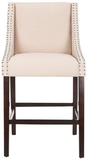 Safavieh Dylan Bar Stool - Chic Contemporary Design With Comfortable Seating For Modern And Transitional Spaces Beige/Espresso FOX6222A