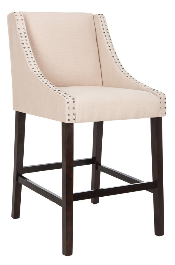 Safavieh Dylan Bar Stool - Chic Contemporary Design With Comfortable Seating For Modern And Transitional Spaces Beige/Espresso FOX6222A